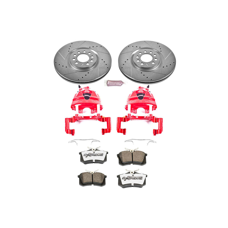 Power Stop KC914-26 Z26 Extreme Street Warrior 1-Click Brake Kit With Calipers (Front) for 2002-2004 Volkswagen Golf product image