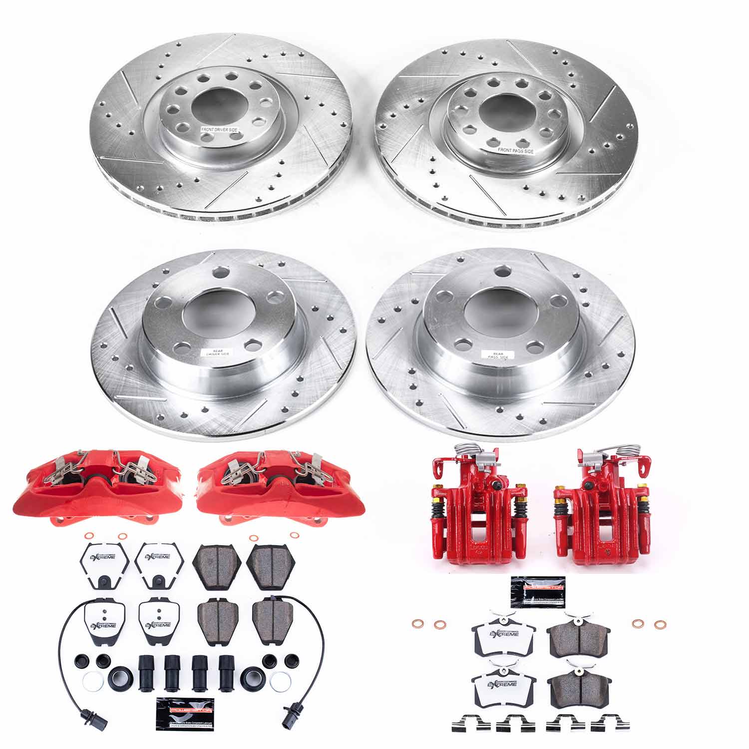 Power Stop KC950-26 Front And Rear Z26 Extreme Street Warrior 1-Click Pad And Rotor Kit With Calipers for 2002-2004 Audi A6 Quattro product image