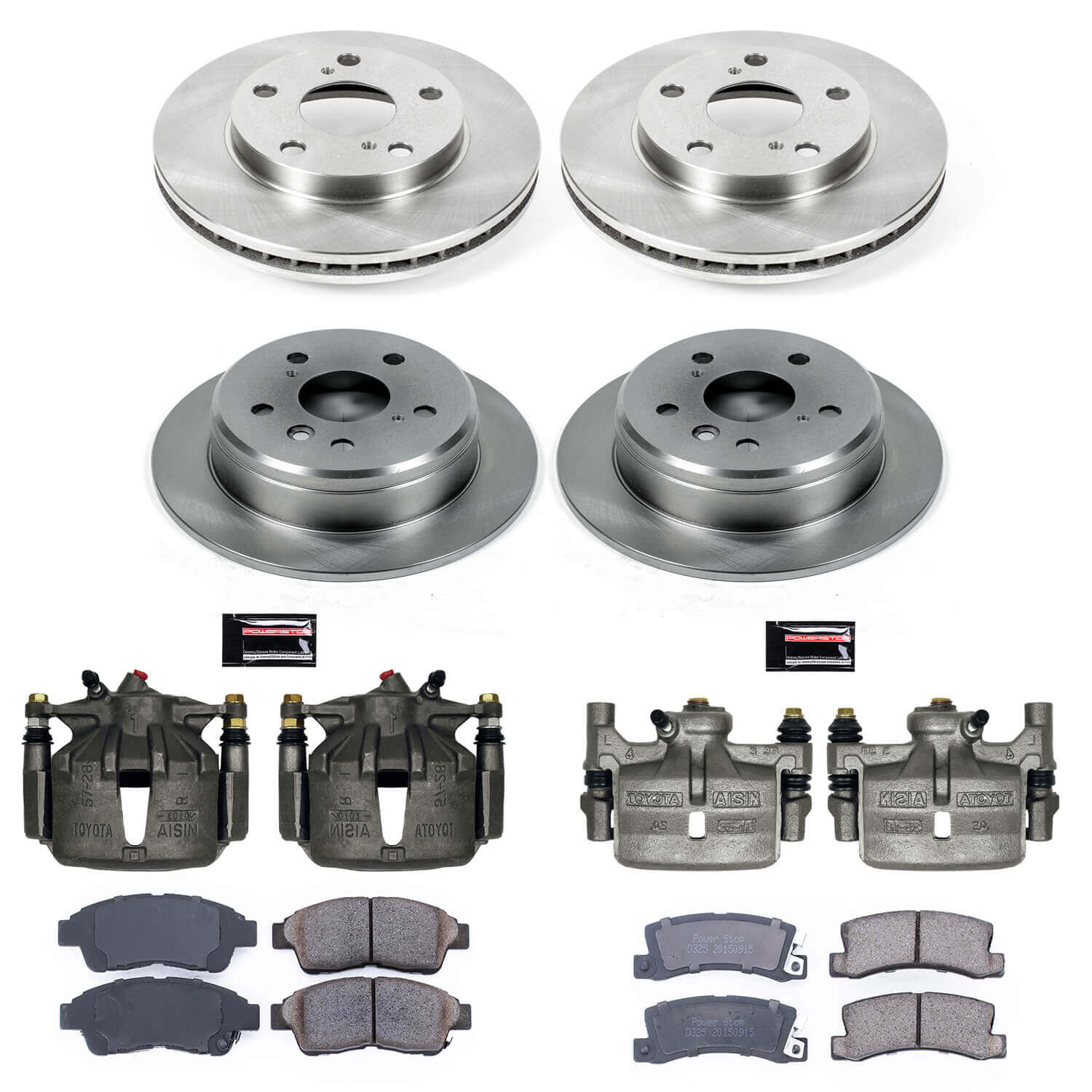 Power Stop KCOE1053 Autospecialty 1-Click OE Replacement Front And Rear Brake Kit With Calipers for 1992-1996 Toyota Camry Rear Disc product image