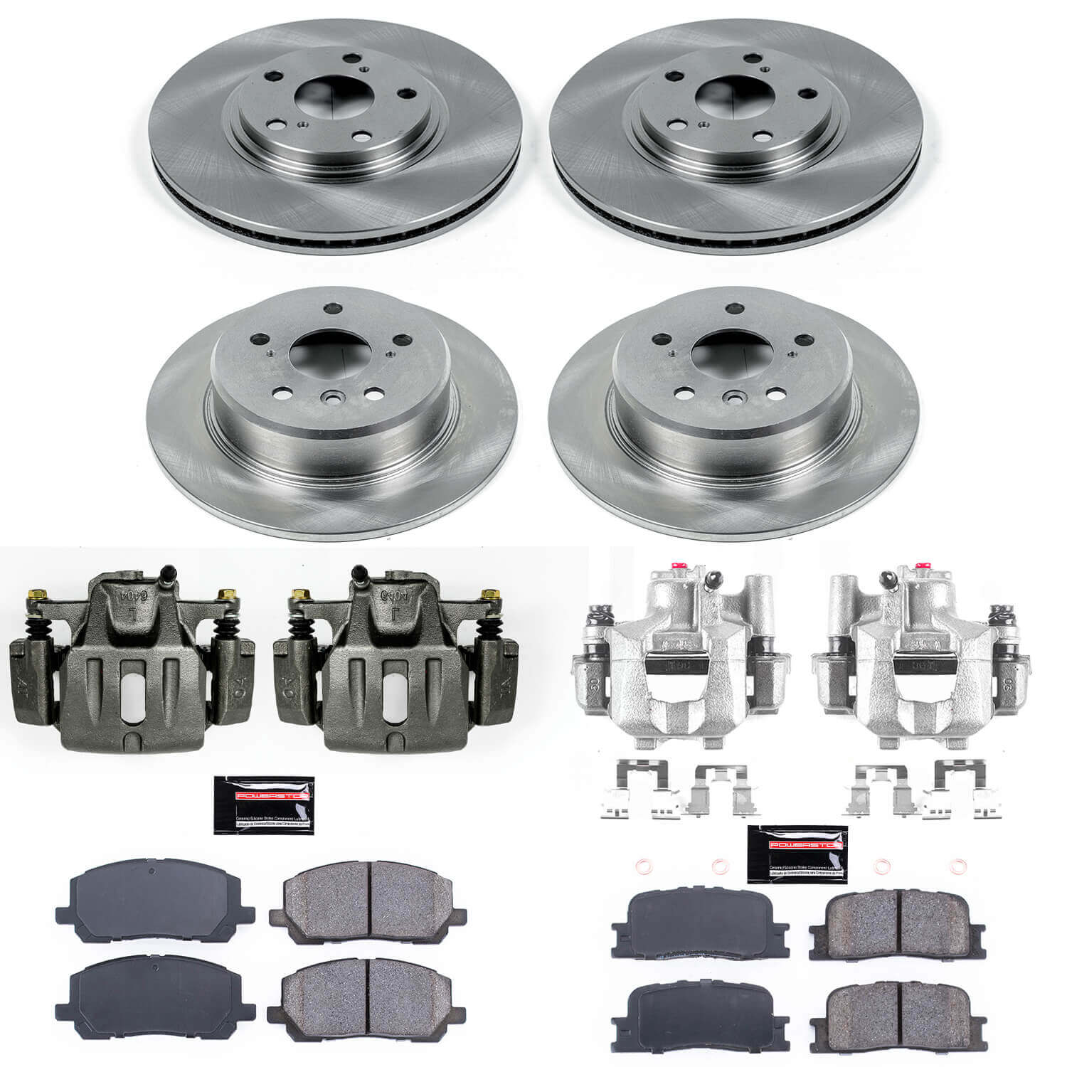 Power Stop KCOE1140A Autospecialty 1-Click OE Replacement Front And Rear Brake Kit With Calipers for 2001-2003 Toyota Highlander All Wheel Drive product image