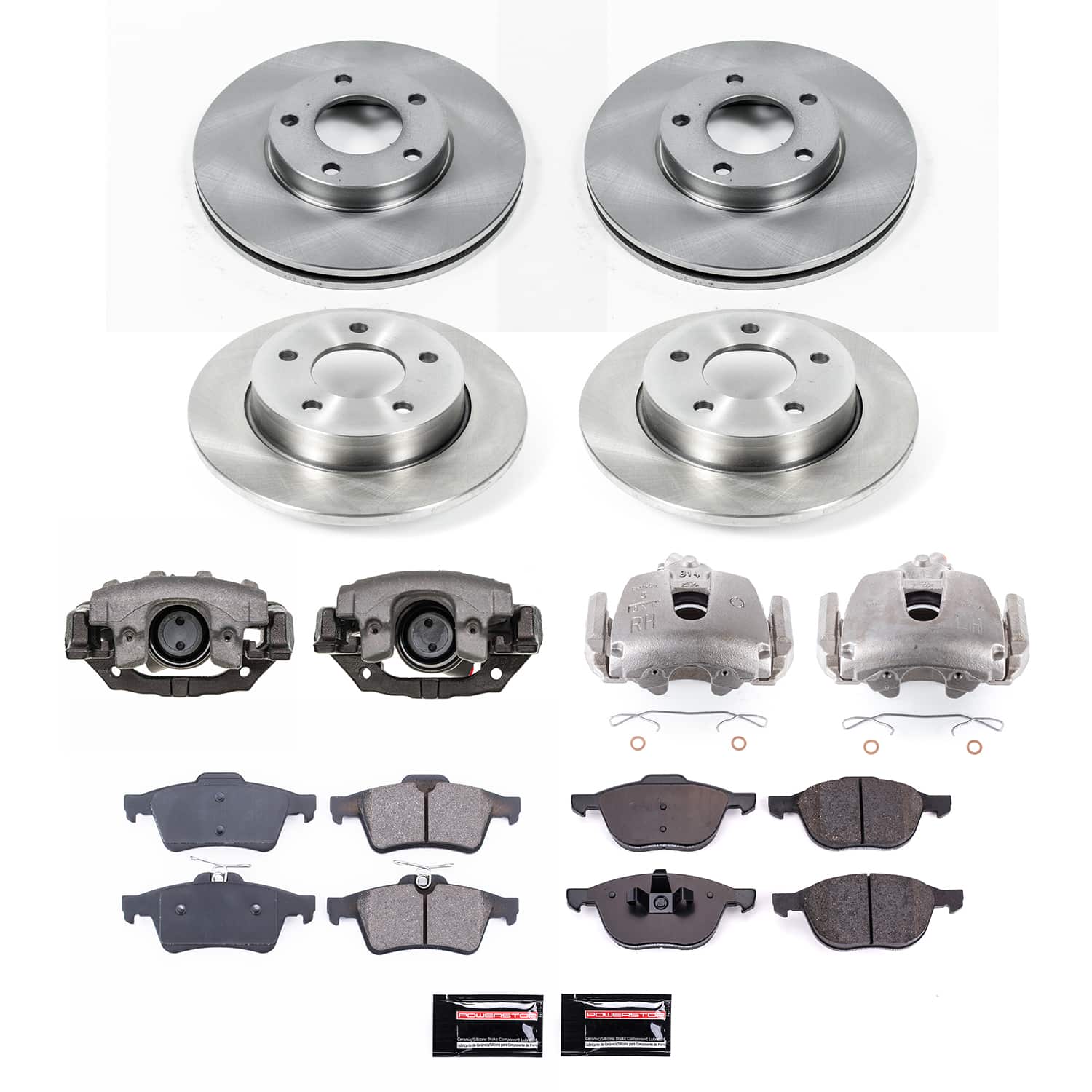 Power Stop KCOE121B - Front And Rear Autospecialty 1-Click OE Replacement Pad And Rotor Kit With Caliper vehicle fitment brake part