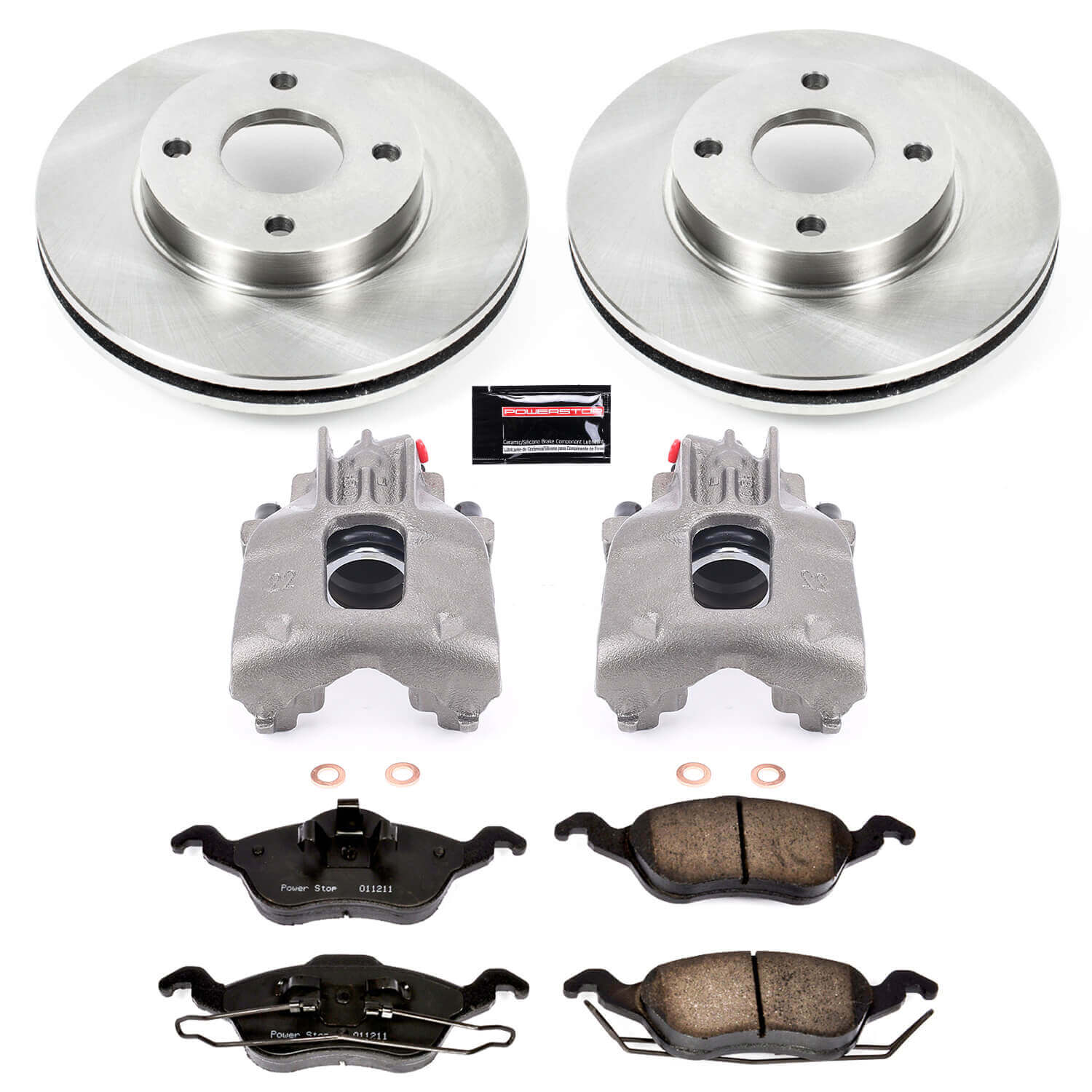 Power Stop KCOE1358 Autospecialty 1-Click OE Replacement Front Brake Kit With Calipers for 2000-2001 Ford Focus product image