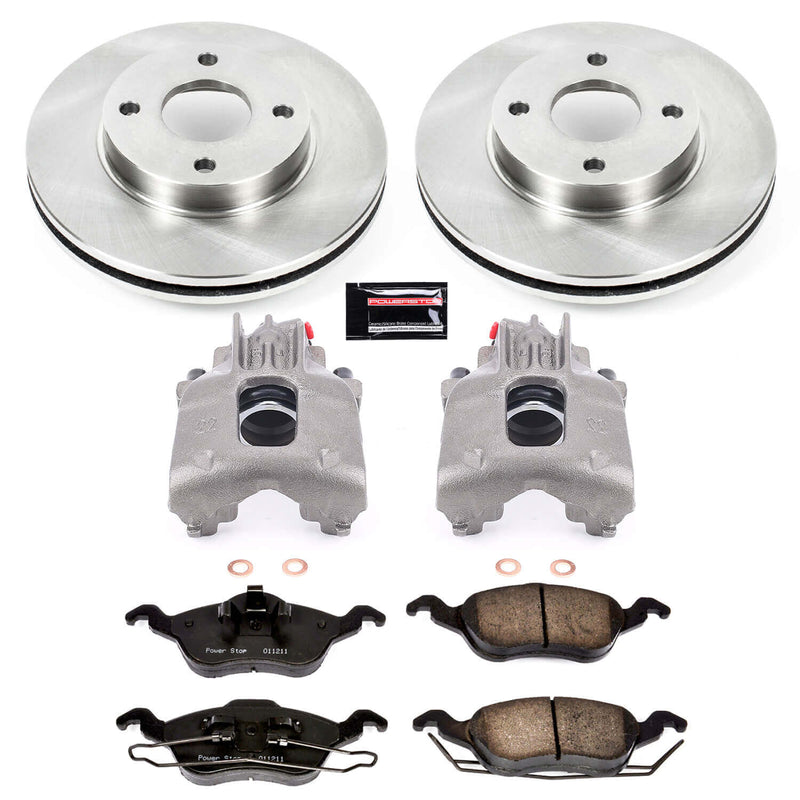 Power Stop KCOE1358 Autospecialty 1-Click OE Replacement Front Brake Kit With Calipers for 2000-2001 Ford Focus product image