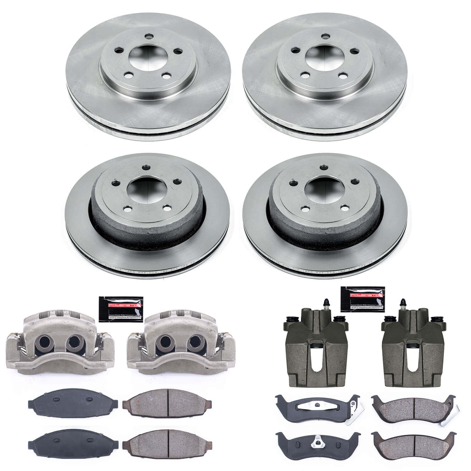 Power Stop KCOE1365 Autospecialty 1-Click OE Replacement Front And Rear Brake Kit With Calipers for 2003-2011 Ford Crown Victoria product image