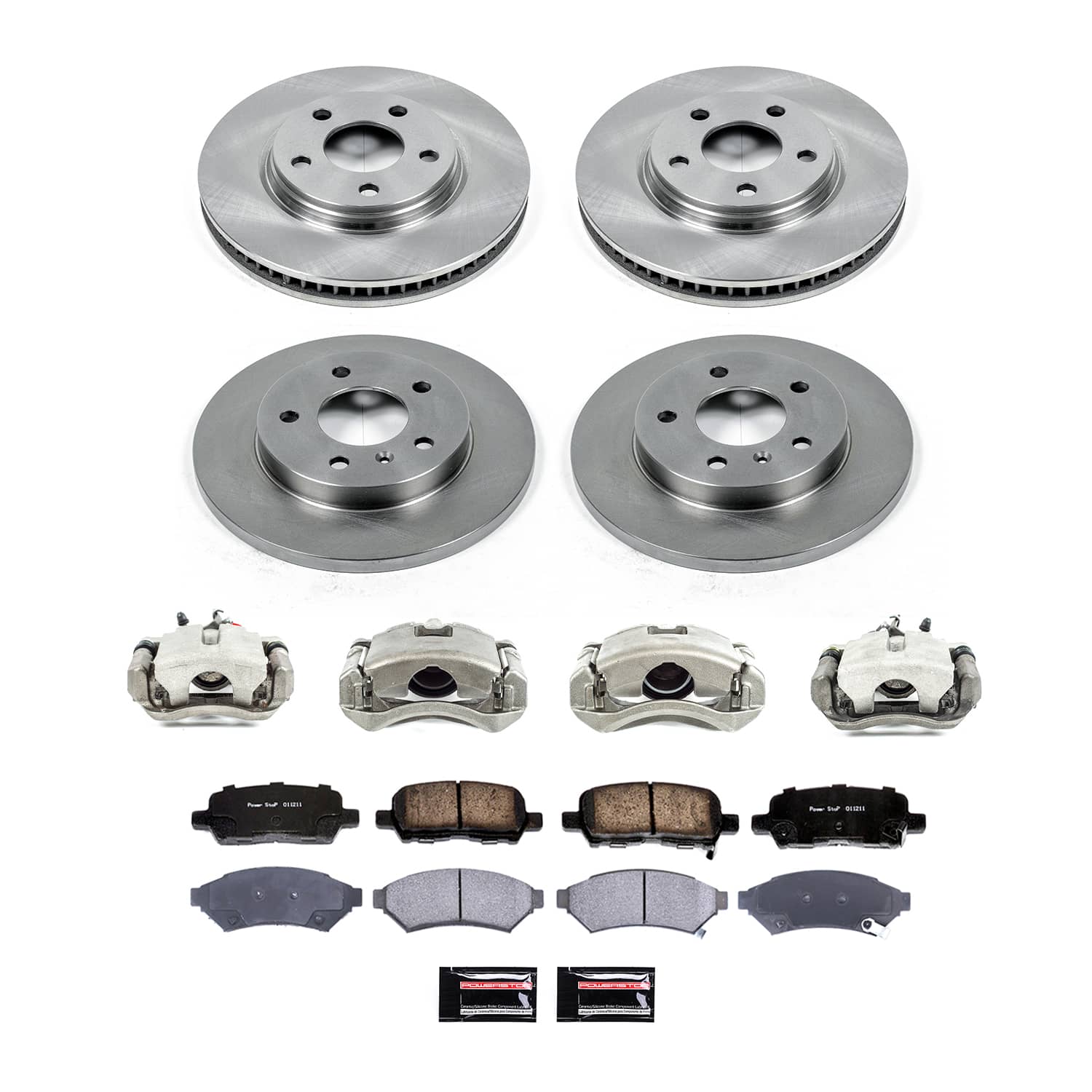Power Stop KCOE1589A - Front And Rear Z17 Evolution Pad And Autospecialty 1-Click OE Replacement Rotor Kit With Caliper vehicle fitment brake part