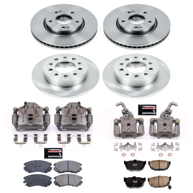 Power Stop KCOE166 Autospecialty 1-Click OE Replacement Front And Rear Brake Kit With Calipers for 2003 Hyundai Tiburon product image