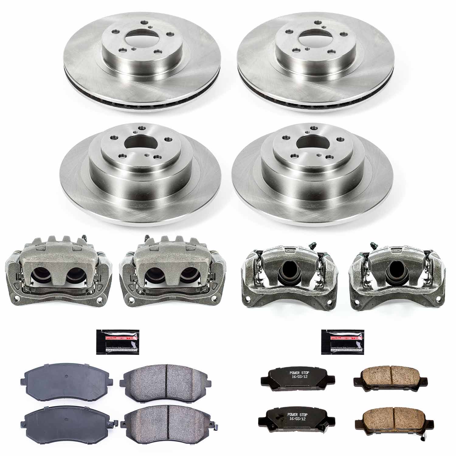 Power Stop KCOE2750 Autospecialty 1-Click OE Replacement Front And Rear Brake Kit With Calipers for 2002 Subaru Legacy L product image