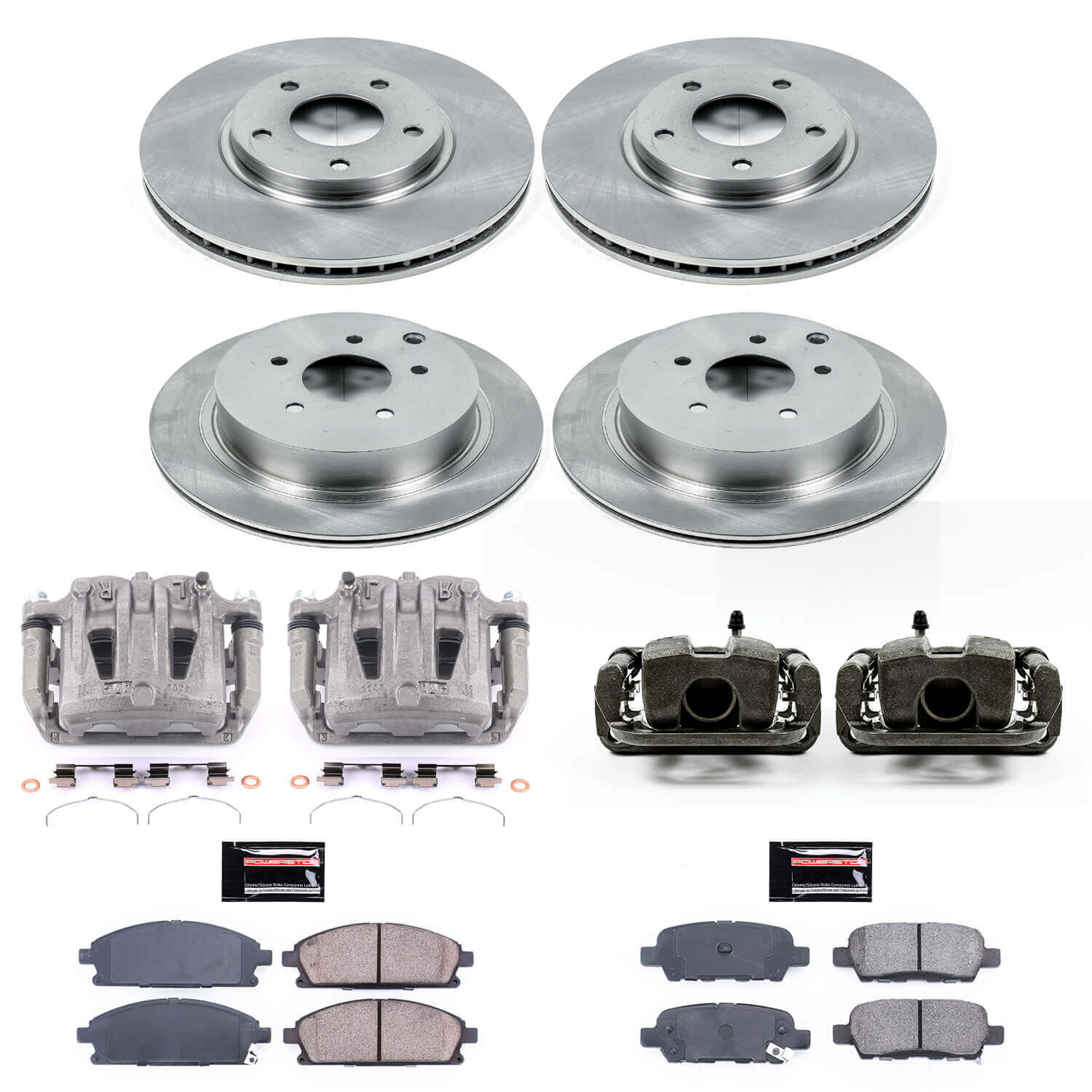 Power Stop KCOE2766 Autospecialty 1-Click OE Replacement Front And Rear Brake Kit With Calipers for 2004-2009 Nissan Quest product image