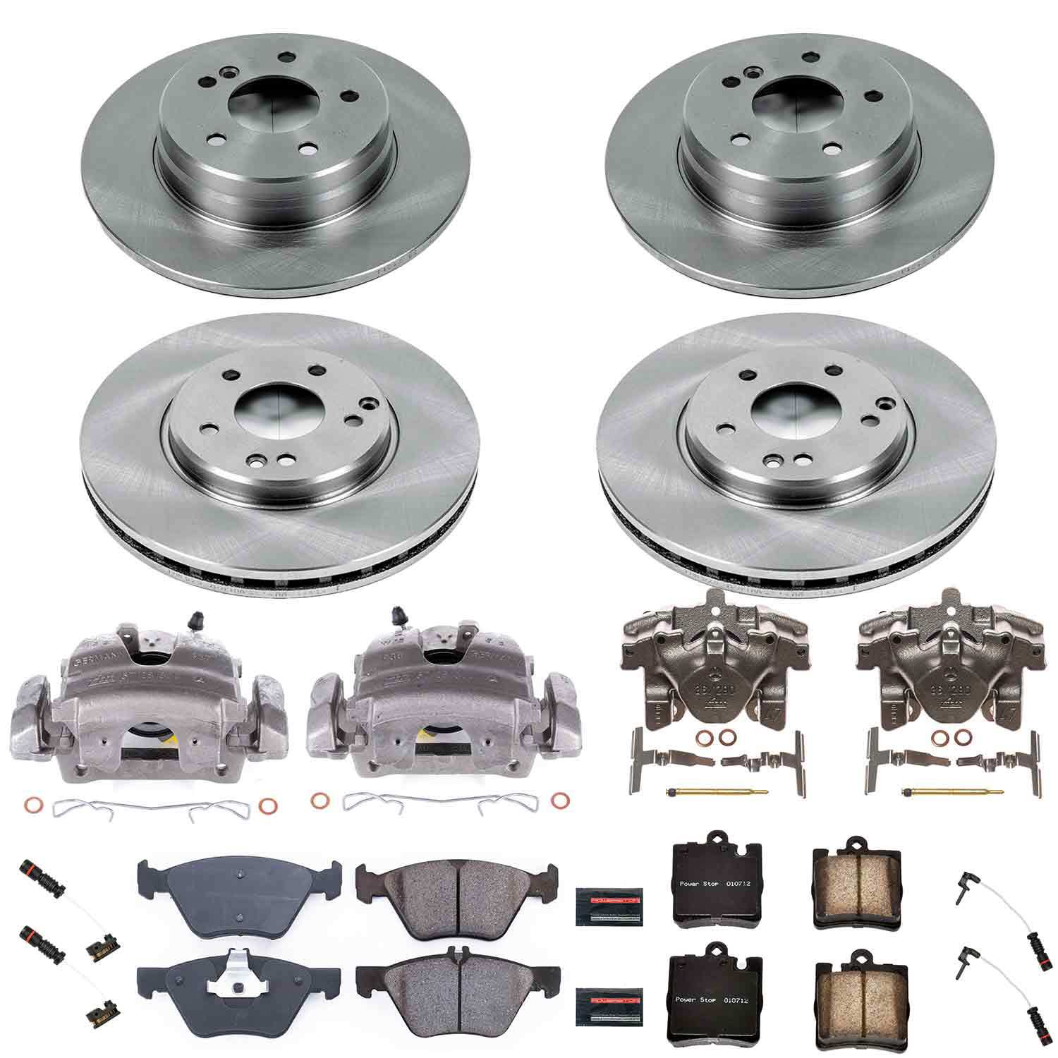 Power Stop KCOE2790 Front And Rear Autospecialty 1-Click OE Replacement Pad And Rotor Kit With Calipers for 2001-2002 Mercedes-Benz E430 Base product image