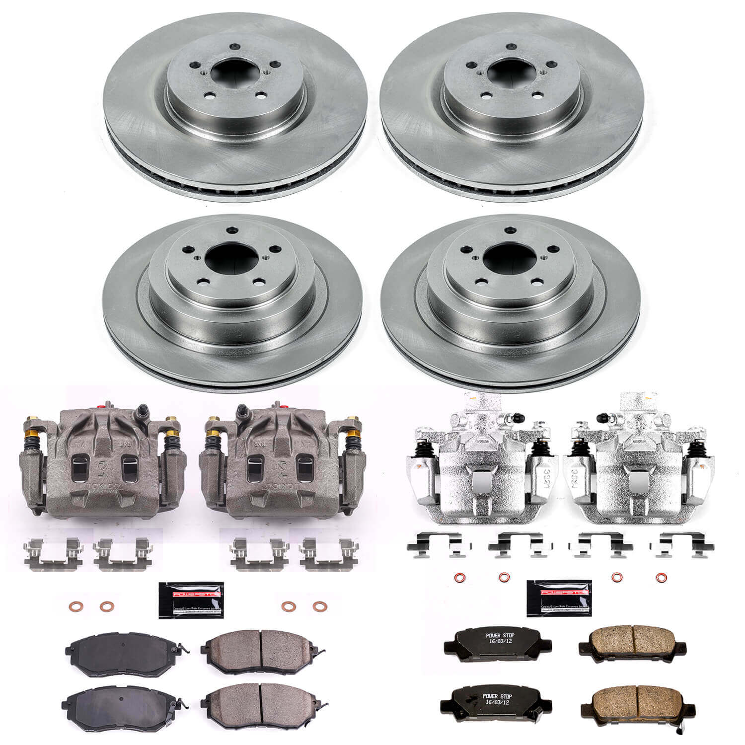 Power Stop KCOE286 Autospecialty 1-Click OE Replacement Front And Rear Brake Kit With Calipers for 2005 Subaru Legacy GT, GT Limited product image