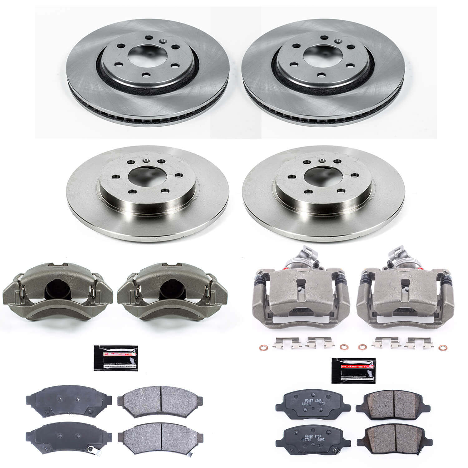 Power Stop KCOE4048 Autospecialty 1-Click OE Replacement Front And Rear Brake Kit With Calipers for 2006 Buick Terraza Front Wheel Drive product image