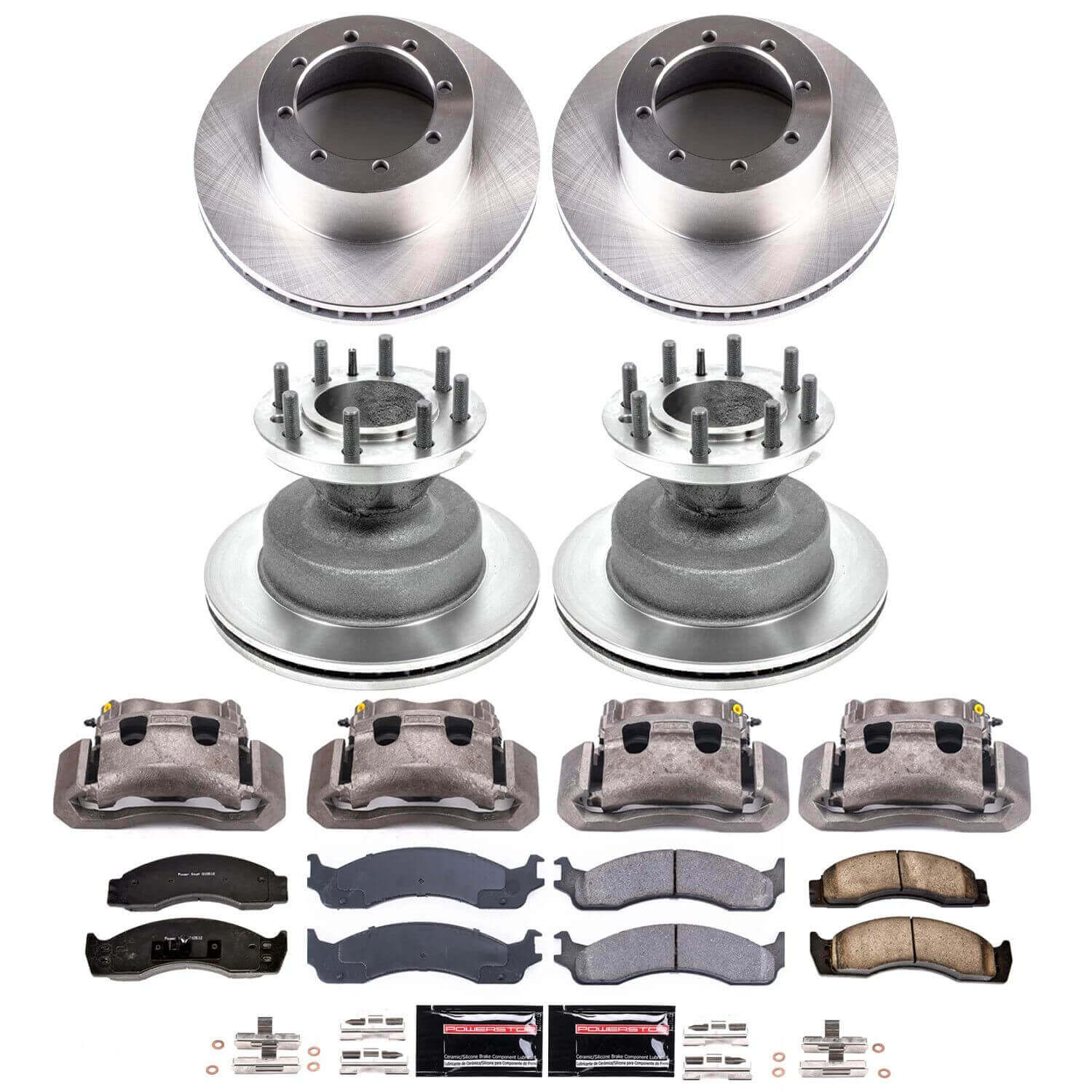 Power Stop KCOE4233A Z17 Evolution Pad And Autospecialty OE Replacement Front And Rear Pad And Rotor Kit With Caliper for 2005-2007 Ford E-450 Super Duty product image