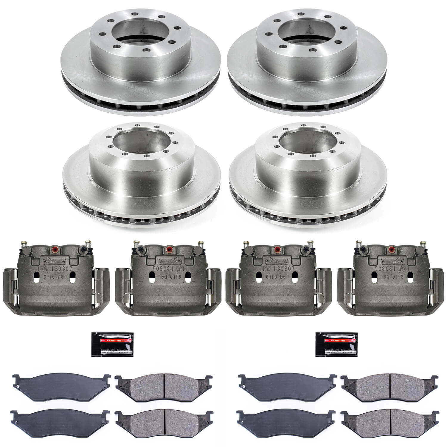 Power Stop KCOE4416 Autospecialty 1-Click OE Replacement Front And Rear Brake Kit With Calipers for 2002 Ford E-550 Econoline Super Duty product image