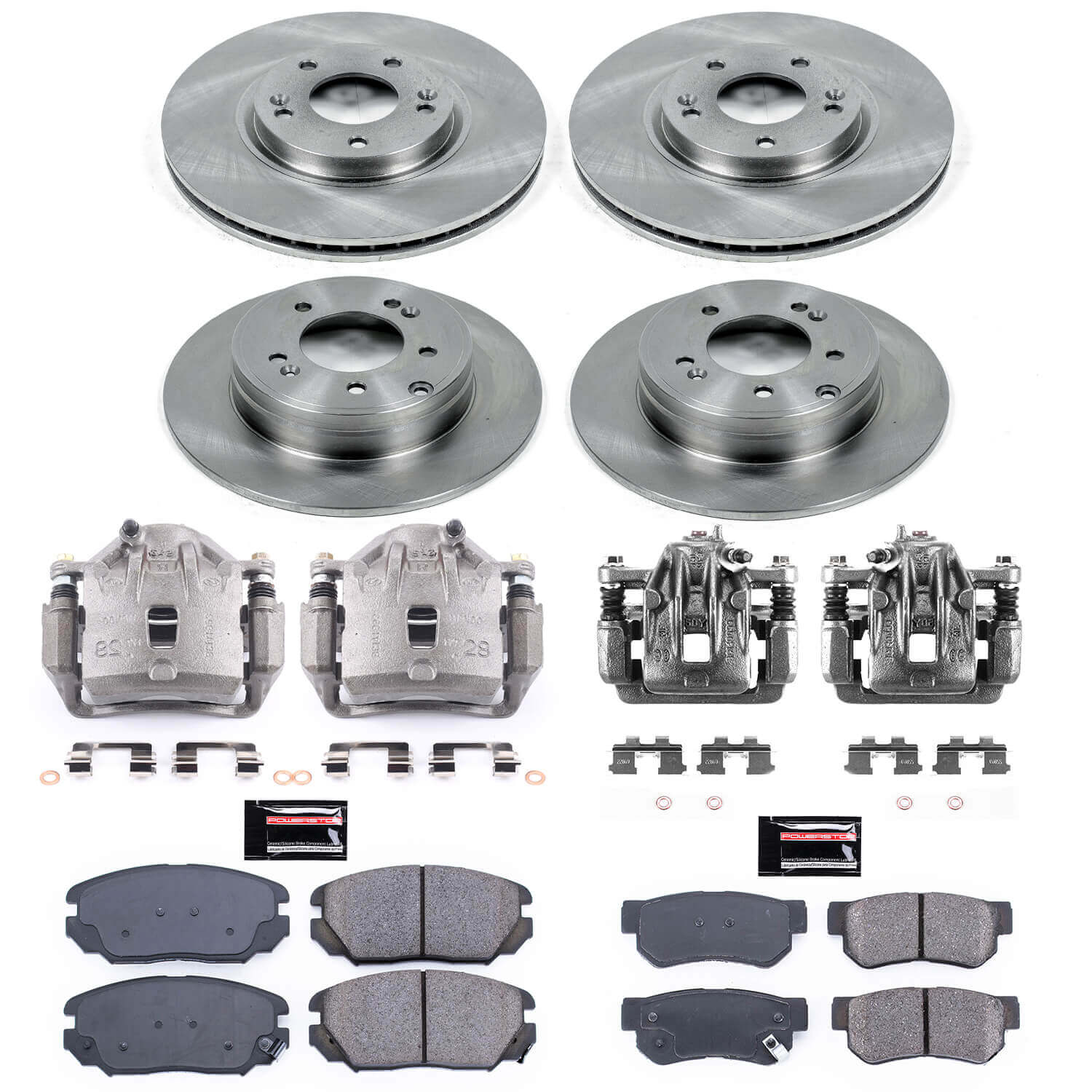 Power Stop KCOE4443A Autospecialty 1-Click OE Replacement Front And Rear Brake Kit With Calipers for 2006-2008 Hyundai Sonata product image