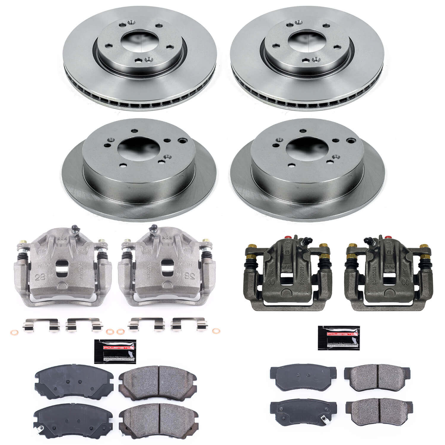Power Stop KCOE4448 Autospecialty 1-Click OE Replacement Front And Rear Brake Kit With Calipers for 2005-2009 Hyundai Tucson 4 Wheel Drive product image