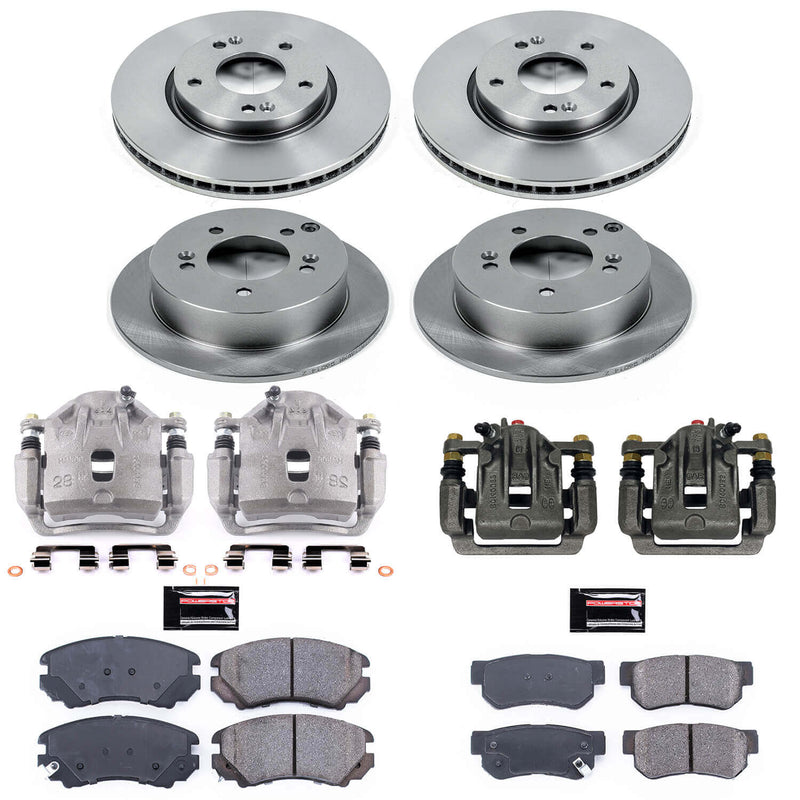 Power Stop KCOE4449A Autospecialty 1-Click OE Replacement Front And Rear Brake Kit With Calipers for 2005-2009 Hyundai Tucson Front Wheel Drive product image