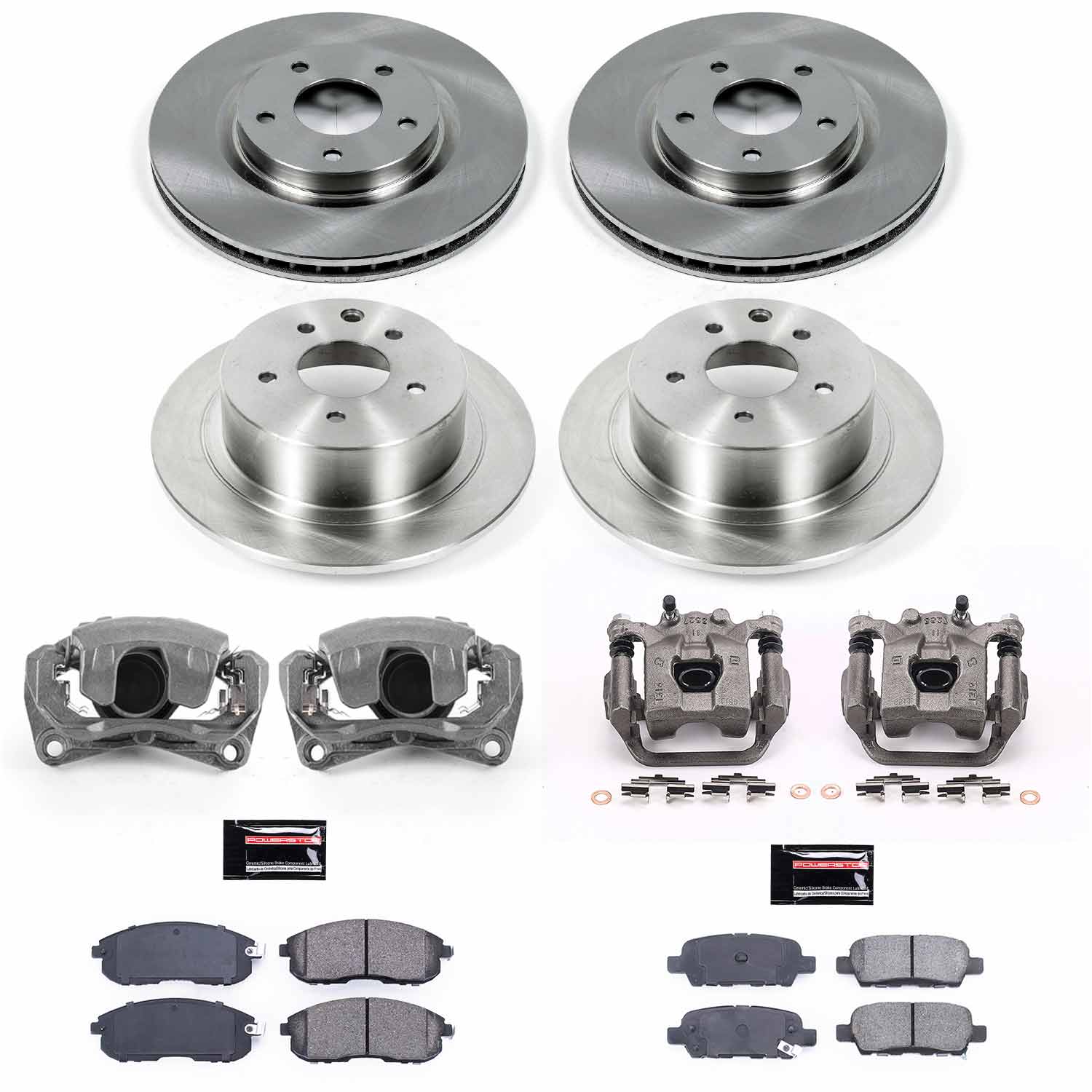 Power Stop KCOE4475A Autospecialty 1-Click OE Replacement Front And Rear Brake Kit With Calipers for 2007-2012 Nissan Sentra SE-R product image