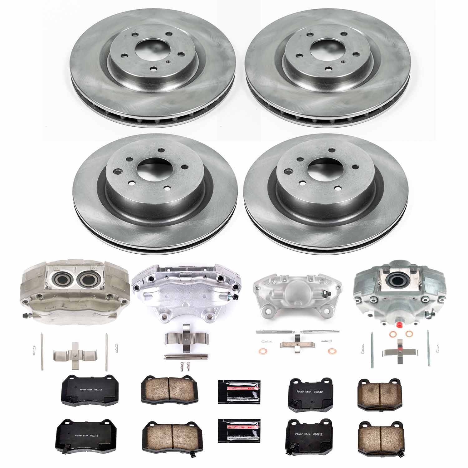 Power Stop KCOE4488A Front And Rear Autospecialty 1-Click OE Replacement Pad And Rotor Kit With Calipers for 2003 Infiniti G35 product image