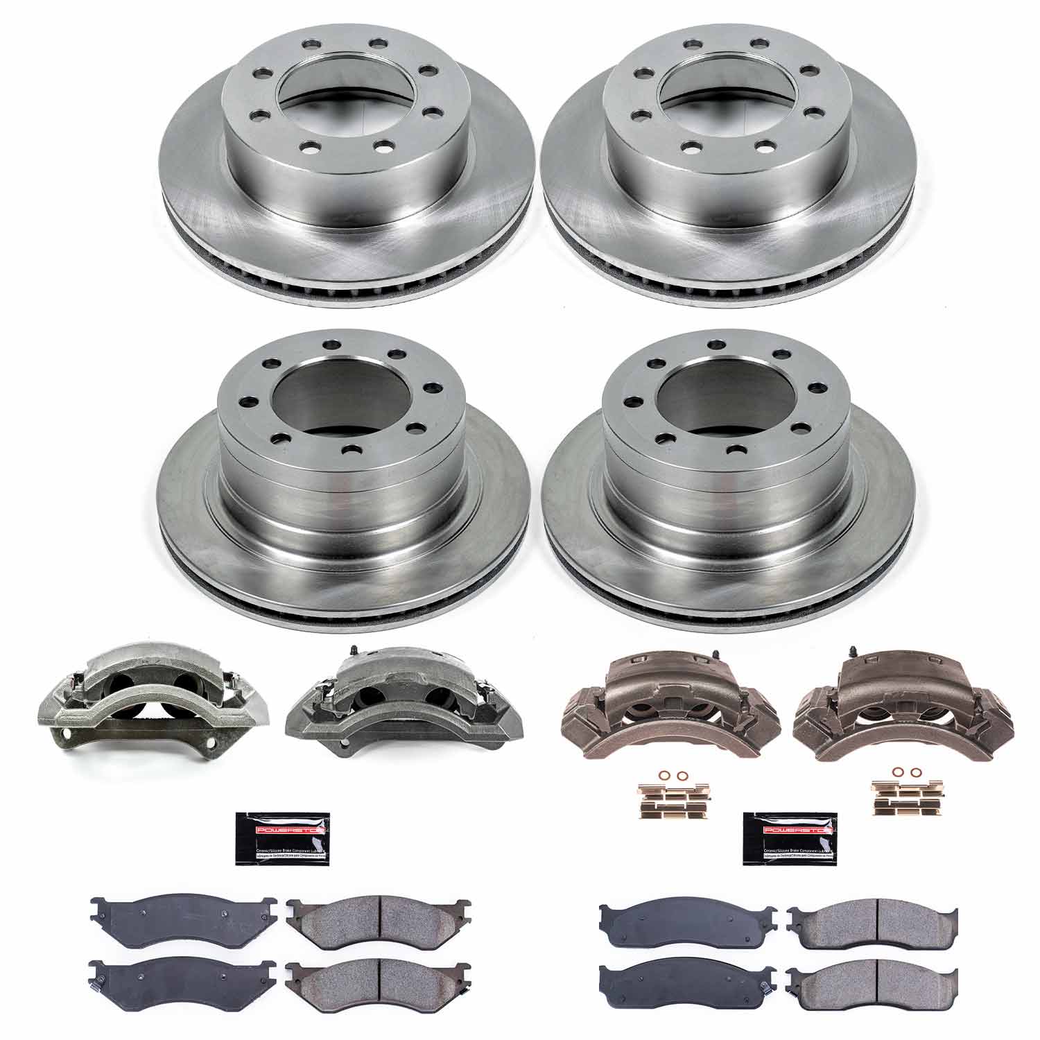 Power Stop KCOE5468A Front And Rear Autospecialty 1-Click OE Replacement Pad And Rotor Kit With Calipers for 2003-2008 Dodge Ram 3500 product image
