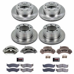 Power Stop KCOE5468A Front And Rear Autospecialty 1-Click OE Replacement Pad And Rotor Kit With Calipers for 2003-2008 Dodge Ram 3500 product image
