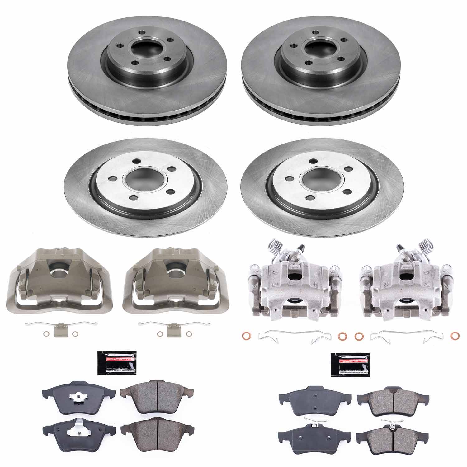 Power Stop KCOE5469 Front And Rear Autospecialty 1-Click OE Replacement Pad And Rotor Kit With Calipers for 2006-2013 Volvo C70 product image