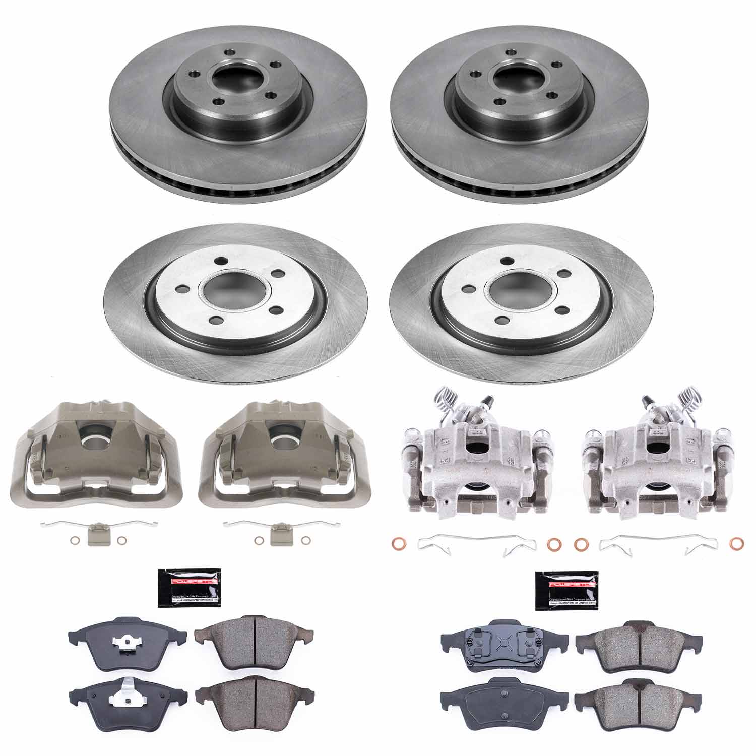 Power Stop KCOE5470A Front And Rear Autospecialty 1-Click OE Replacement Pad And Rotor Kit With Calipers for 2004-2005 Volvo S40 product image