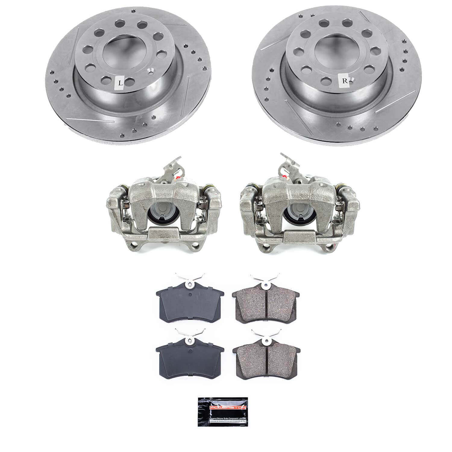 Power Stop KCOE5671A Rear Autospecialty 1-Click OE Replacement Pad And Rotor Kit With Calipers for 2013-2017 Volkswagen Beetle product image