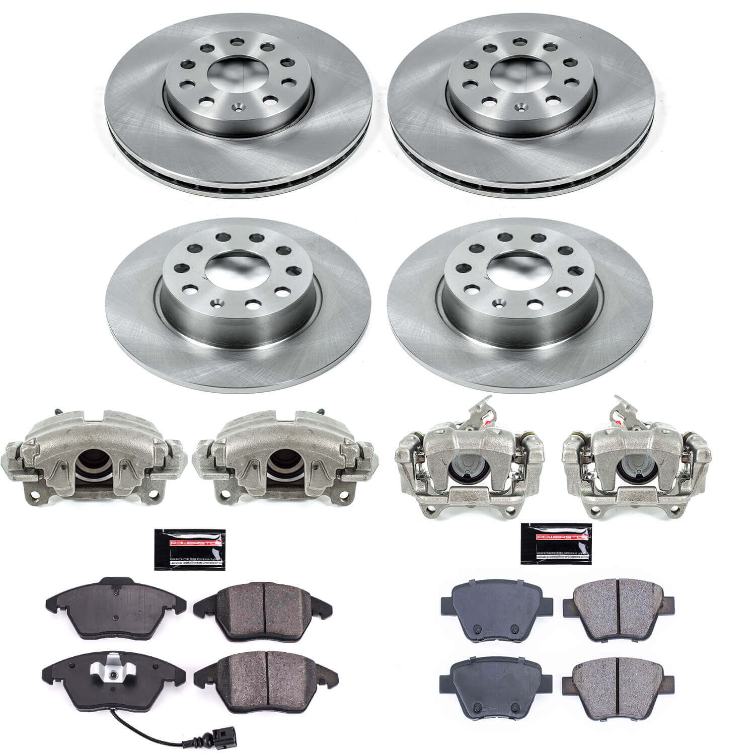 Power Stop KCOE5747 Autospecialty 1-Click OE Replacement Front And Rear Brake Kit With Calipers for 2012 Volkswagen Beetle product image