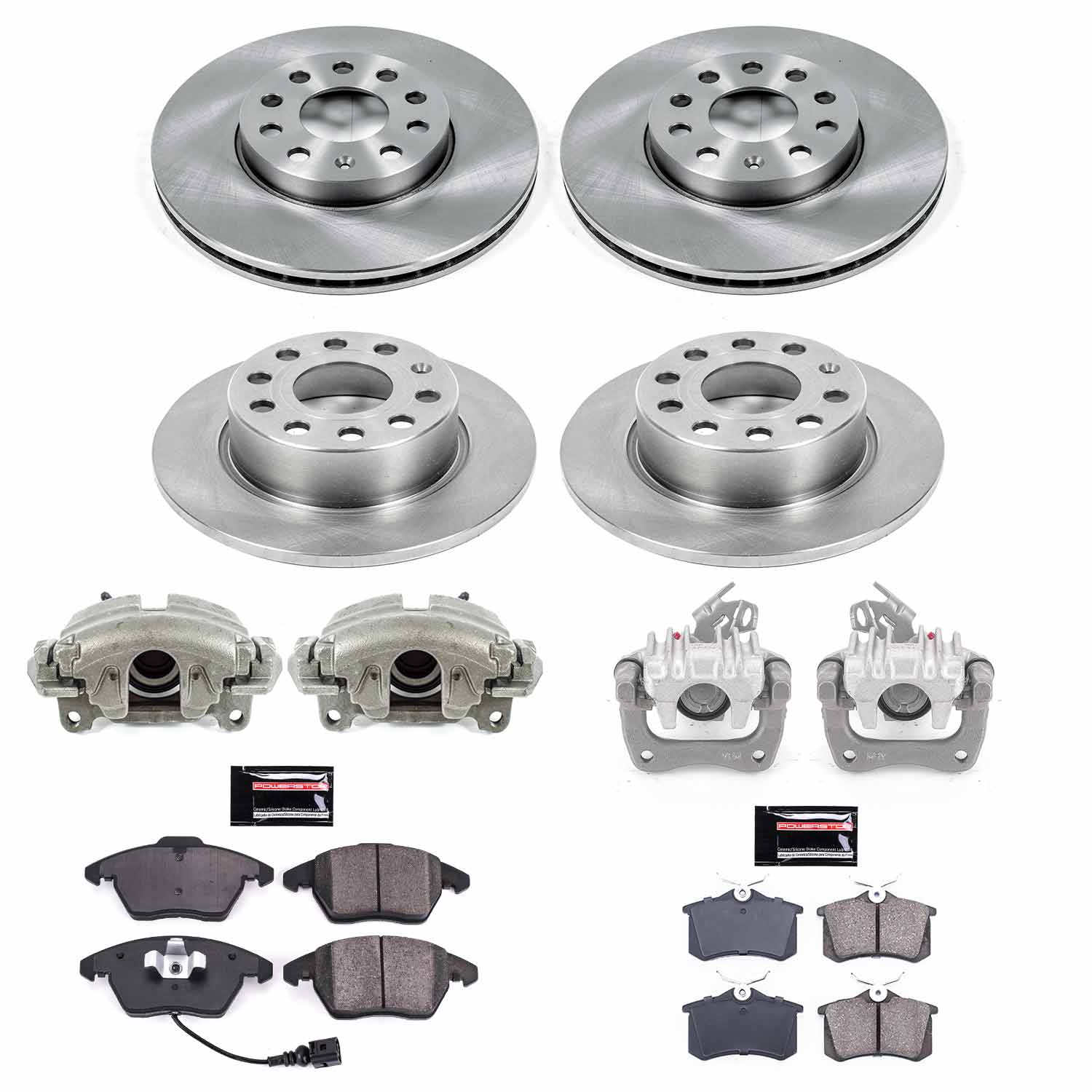 Power Stop KCOE5749 Autospecialty 1-Click OE Replacement Front And Rear Brake Kit With Calipers for 2010-2013 Audi A3 TDI product image