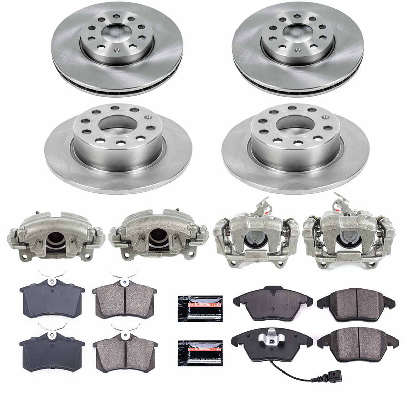 Power Stop KCOE5749A Front And Rear Autospecialty 1-Click OE Replacement Pad And Rotor Kit With Calipers for 2013 Volkswagen Beetle product image
