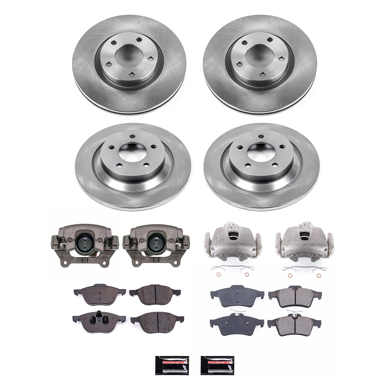 Power Stop KCOE5804 - Front And Rear Autospecialty 1-Click OE Replacement Pad And Rotor Kit With Caliper vehicle fitment brake part