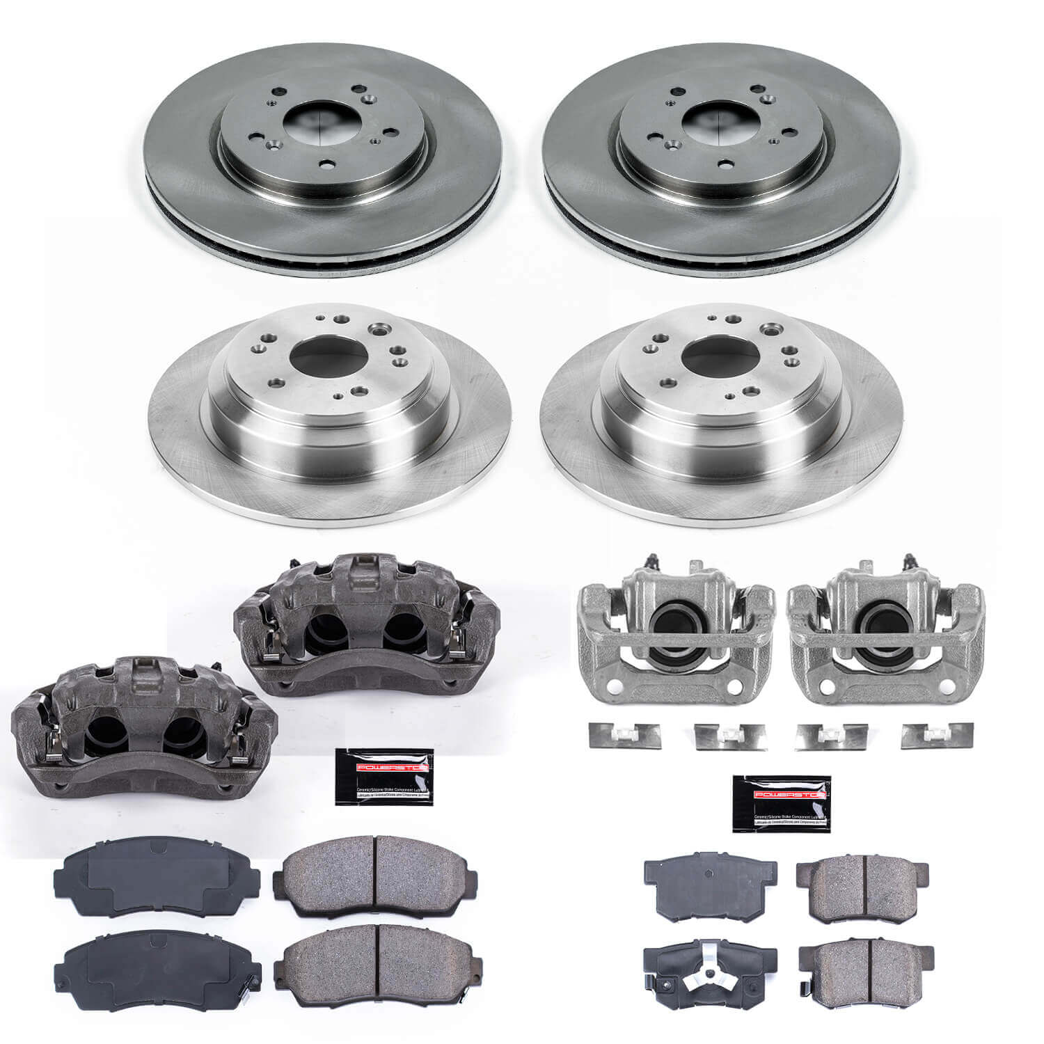 Power Stop KCOE5815 Autospecialty 1-Click OE Replacement Front And Rear Brake Kit With Calipers for 2010 Honda Accord Crosstour product image