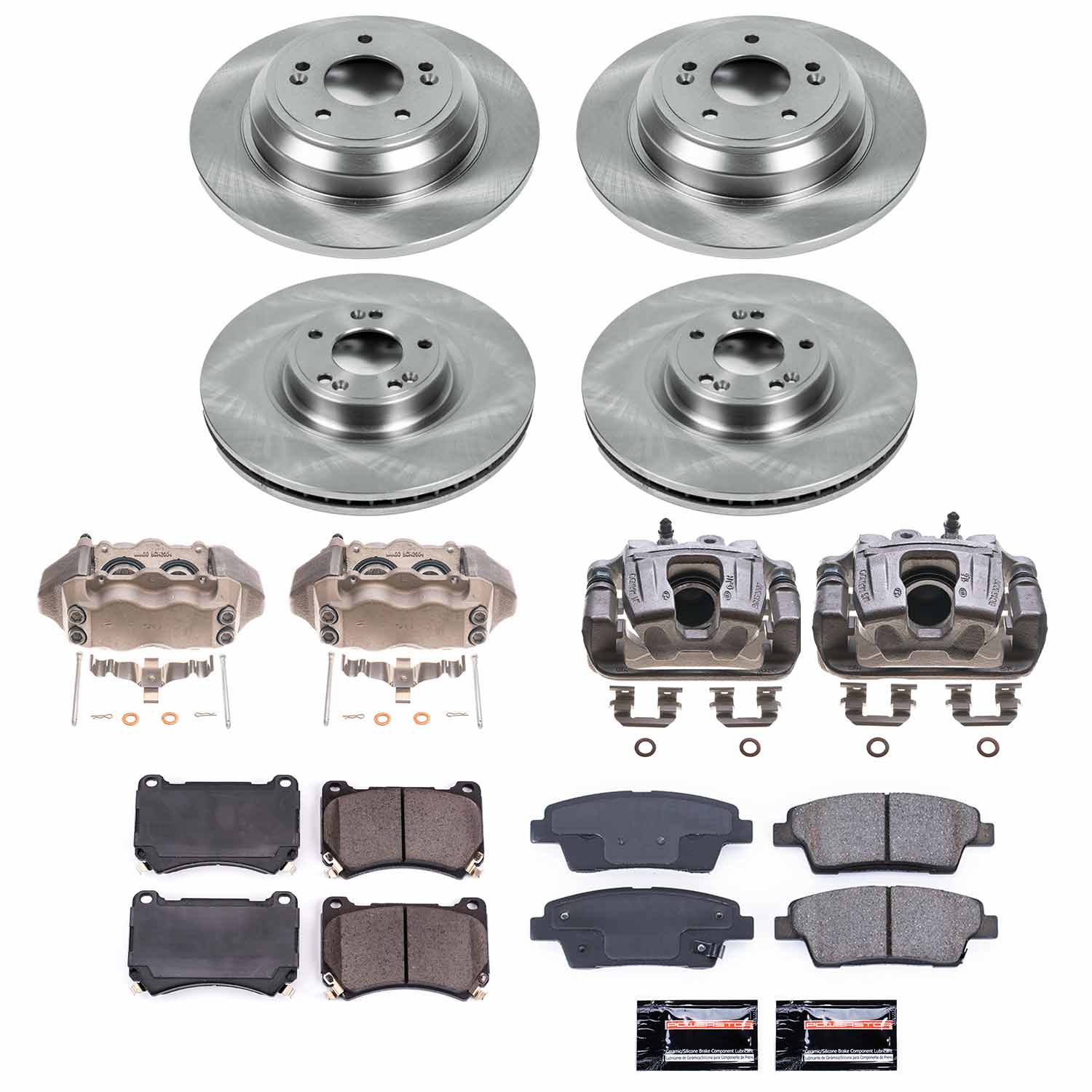 Power Stop KCOE5845 Front And Rear Autospecialty 1-Click OE Replacement Pad And Rotor Kit With Calipers for 2010-2014 Hyundai Genesis product image