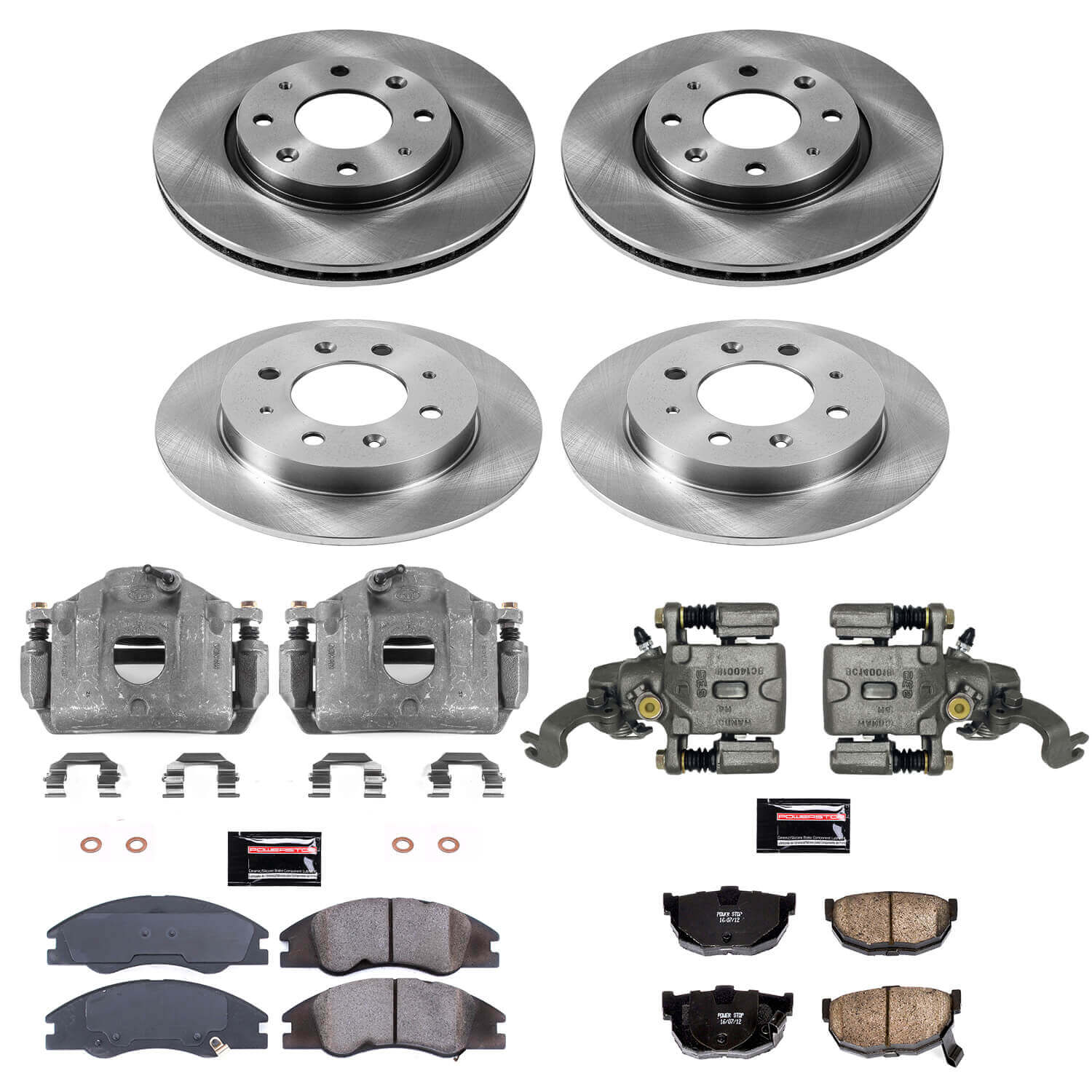 Power Stop KCOE5904 Autospecialty 1-Click OE Replacement Front And Rear Brake Kit With Calipers for 2004-2009 Kia Spectra product image