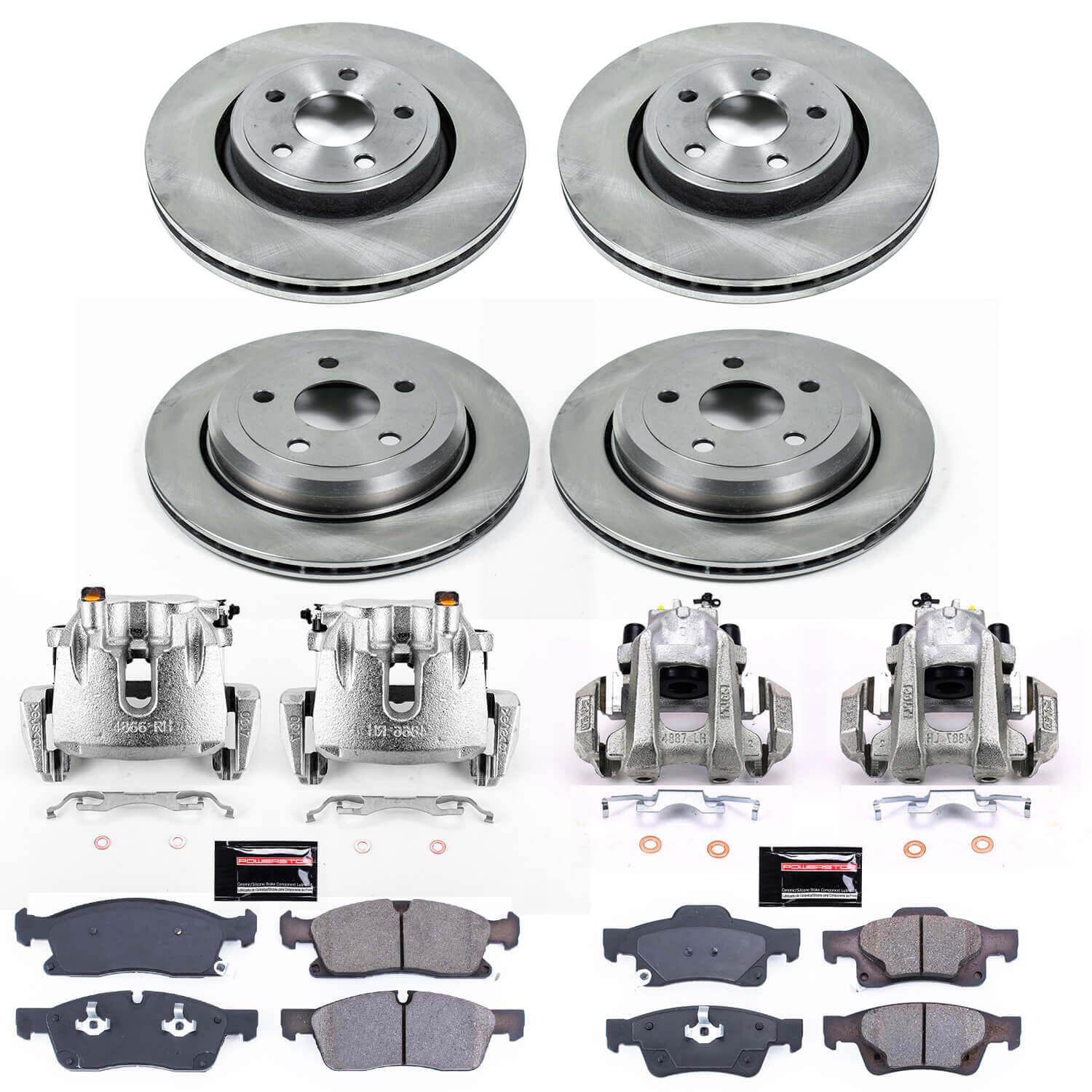 Power Stop KCOE5955 Autospecialty 1-Click OE Replacement Front And Rear Brake Kit With Calipers for 2011-2017 Dodge Durango product image