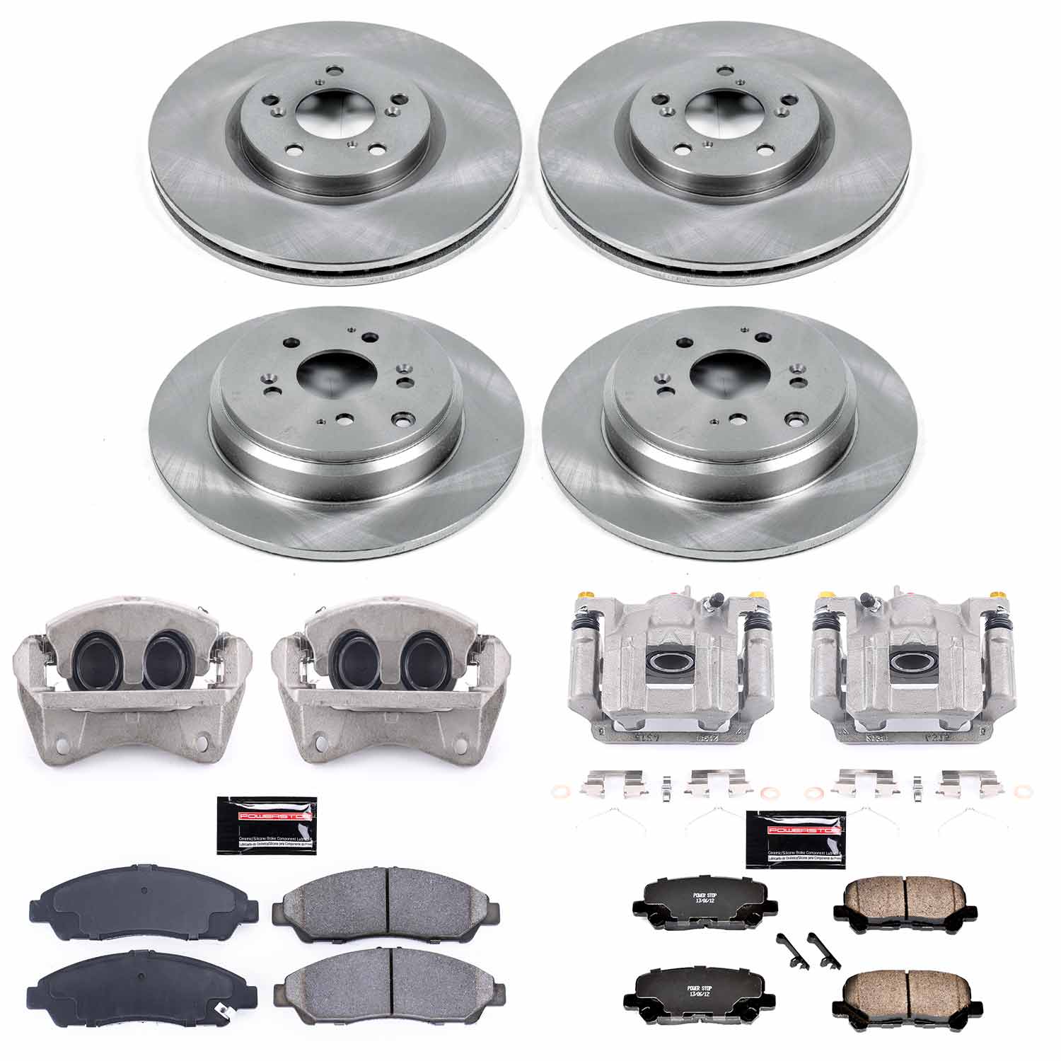 Power Stop KCOE6084 Autospecialty 1-Click OE Replacement Front And Rear Brake Kit With Calipers for 2012-2015 Honda Pilot product image