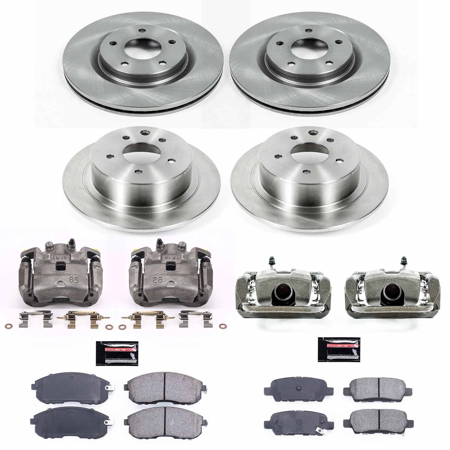 Power Stop KCOE6095 Autospecialty 1-Click OE Replacement Front And Rear Brake Kit With Calipers for 2017-2018 Nissan Sentra Nismo, SR Turbo product image