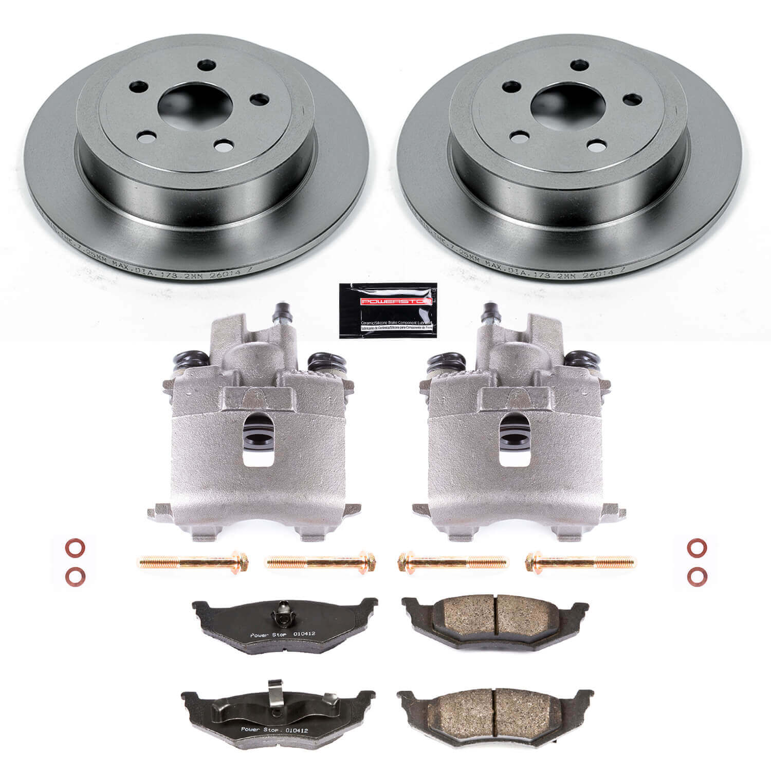 Power Stop KCOE6266C Autospecialty 1-Click OE Replacement Pad And Rotor Kit With Calipers for 2000-2002 Dodge Neon Rear Disc product image