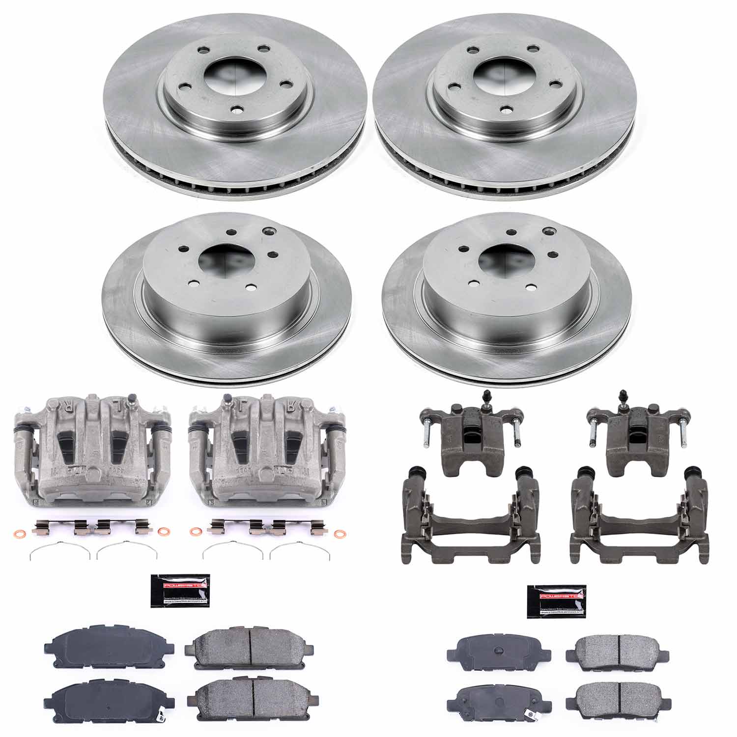 Power Stop KCOE6361 Autospecialty 1-Click OE Replacement Front And Rear Brake Kit With Calipers for 2011-2017 Nissan Quest product image