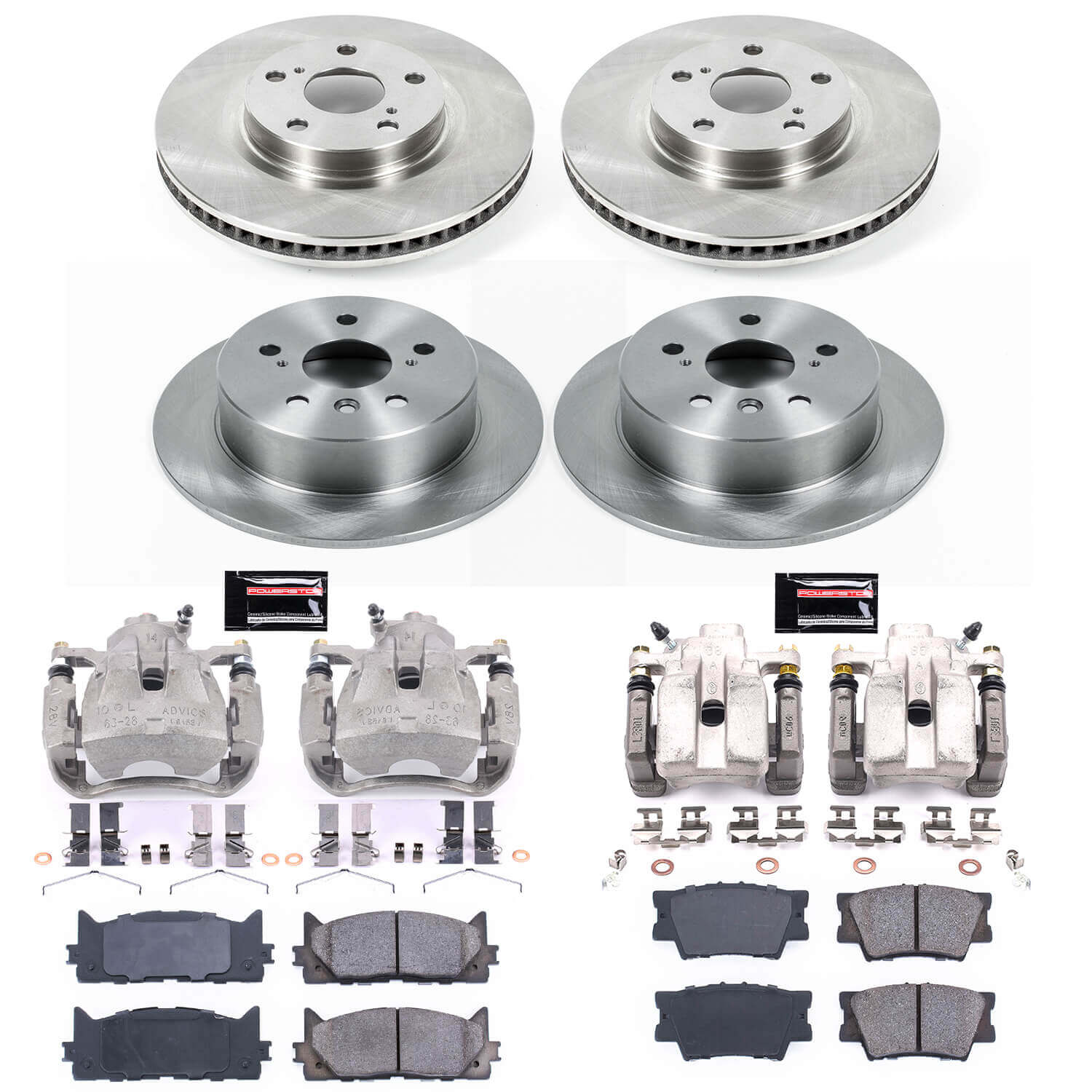 Power Stop KCOE6480 Autospecialty 1-Click OE Replacement Front And Rear Brake Kit With Calipers for 2013-2018 Lexus ES300H product image
