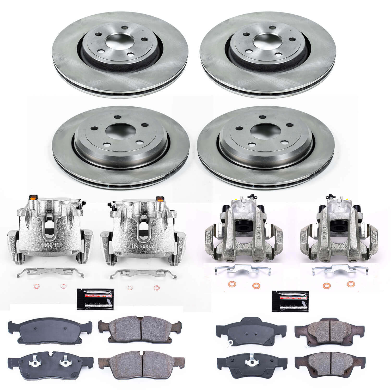 Power Stop KCOE6537 Autospecialty 1-Click OE Replacement Front And Rear Brake Kit With Calipers for 2013 Jeep Grand Cherokee Laredo, Limited, Overland product image