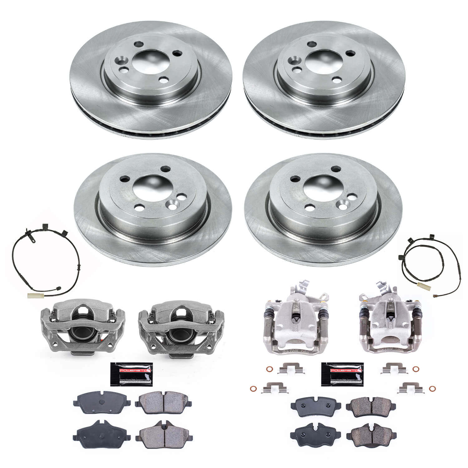 Power Stop KCOE6740 Front And Rear Autospecialty 1-Click OE Replacement Pad And Rotor Kit With Calipers for 2011 MINI Cooper Base, Clubman product image