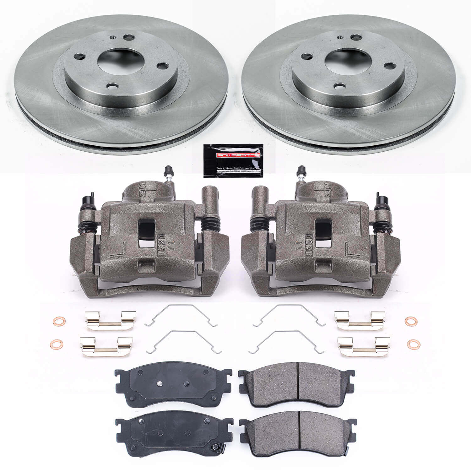 Power Stop KCOE6786 Autospecialty 1-Click OE Replacement Front Brake Kit With Calipers for 2001 Mazda Protege Rear Drum product image