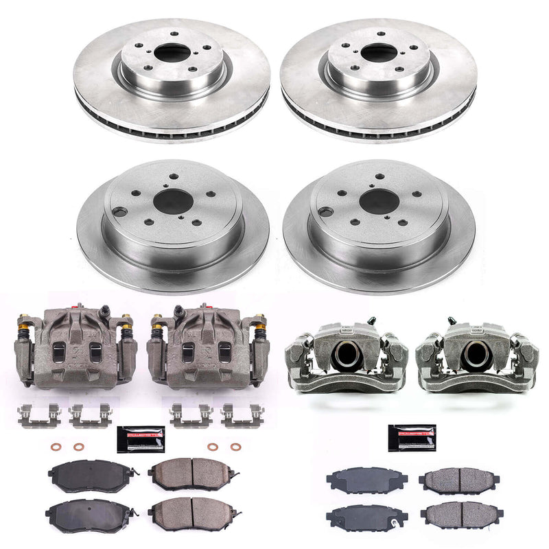 Power Stop KCOE6932 Autospecialty 1-Click OE Replacement Front And Rear Brake Kit With Calipers for 2015-2020 Subaru WRX product image