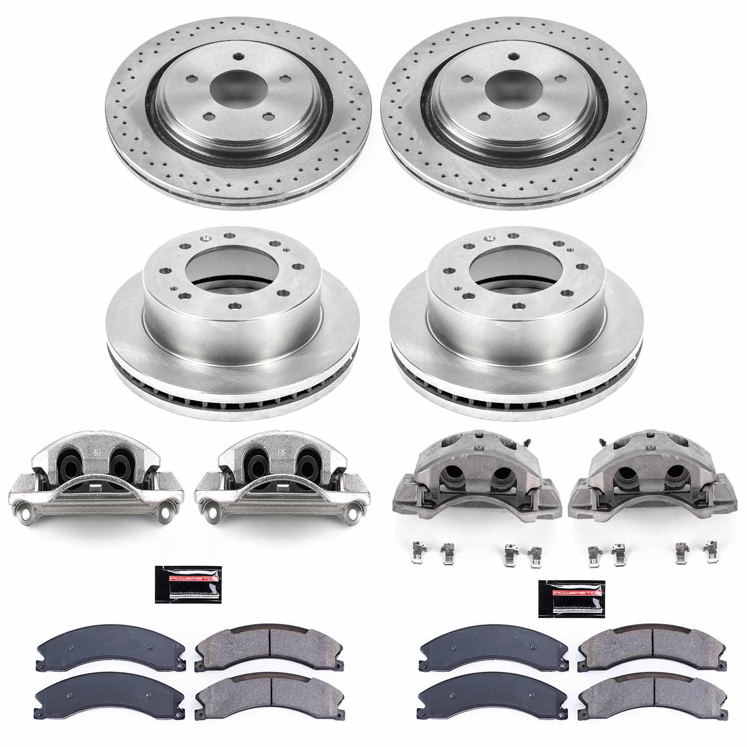 Power Stop KCOE6992 Autospecialty 1-Click OE Replacement Front And Rear Brake Kit With Calipers for 2015-2019 Chevrolet Silverado 2500 HD product image