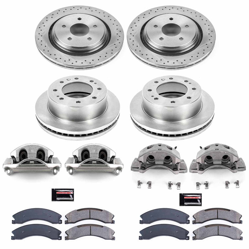 Power Stop KCOE6992 Autospecialty 1-Click OE Replacement Front And Rear Brake Kit With Calipers for 2015-2019 Chevrolet Silverado 2500 HD product image