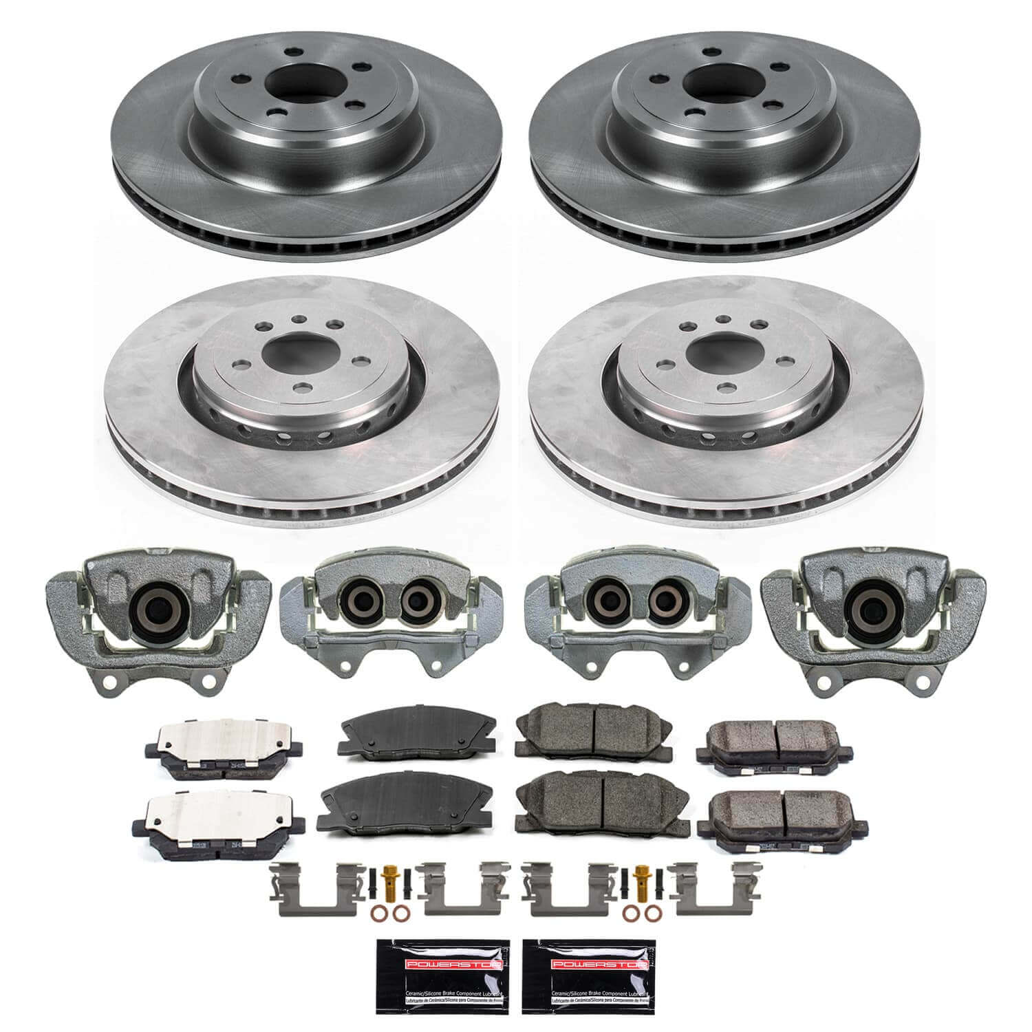 Power Stop KCOE7051 - Front And Rear Z17 Evolution Pad And Autospecialty 1-Click OE Replacement Rotor Kit With Calipers vehicle fitment brake part