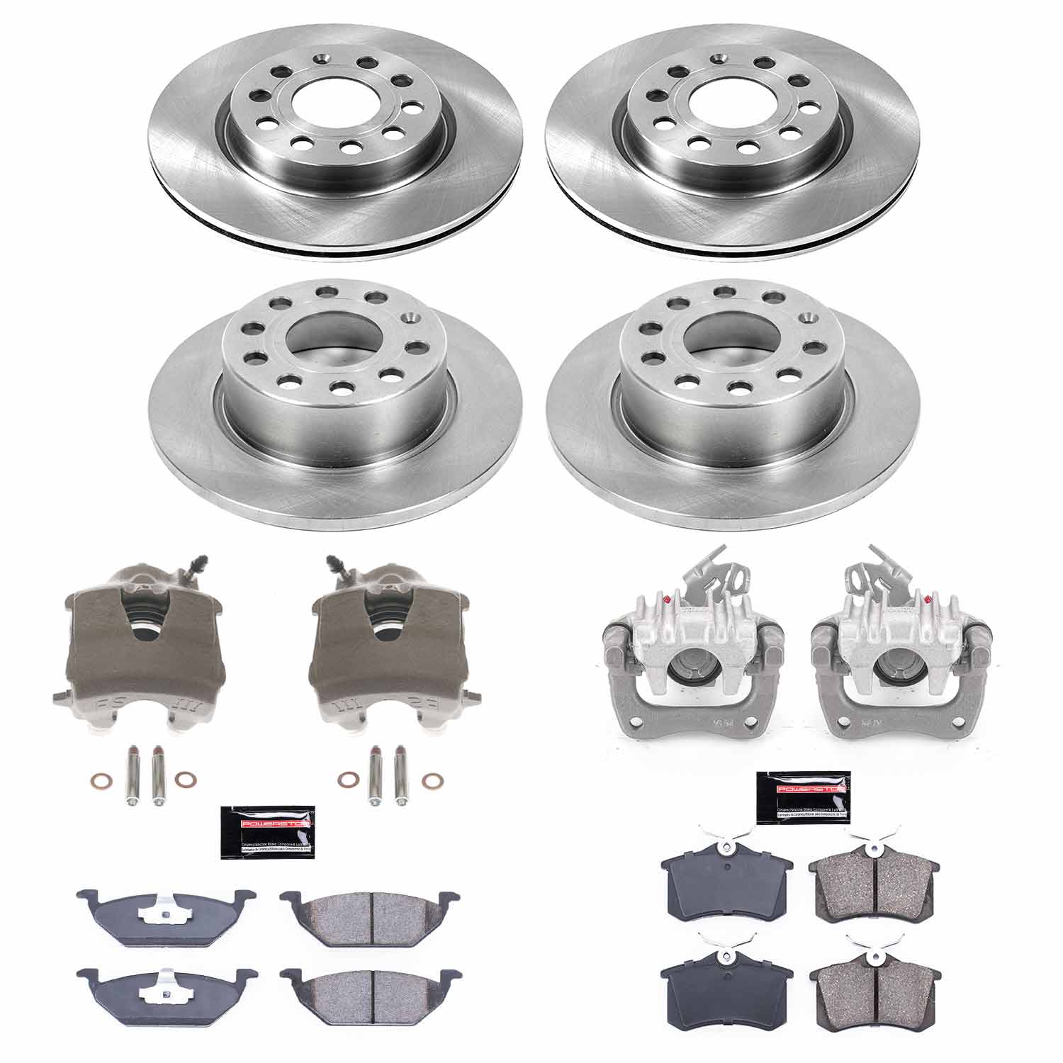 Power Stop KCOE7242 Front And Rear Autospecialty 1-Click OE Replacement Pad And Rotor Kit With Calipers for 2013-2014 Volkswagen Jetta S product image