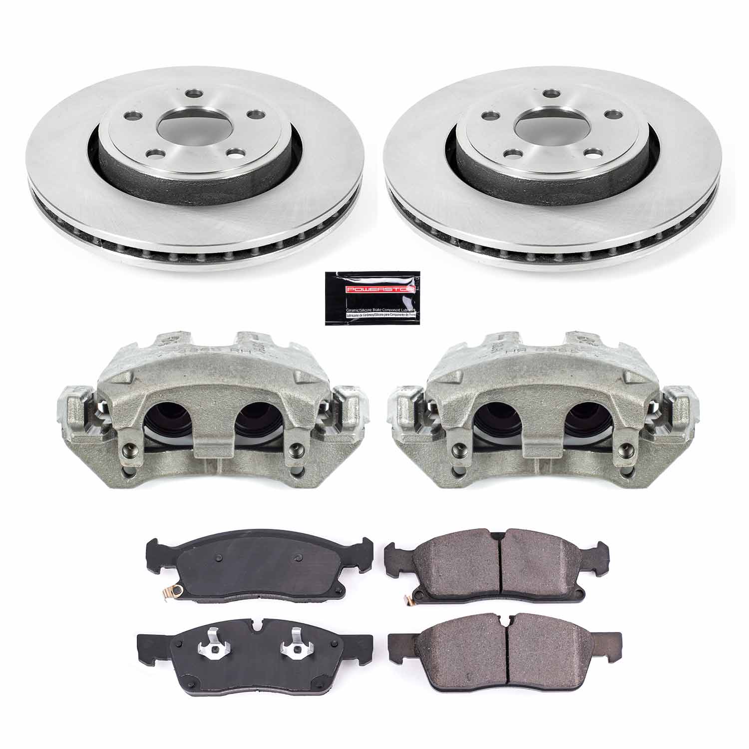 Power Stop KCOE7412 Autospecialty 1-Click OE Replacement Front Brake Kit With Calipers for 2017 Jeep Grand Cherokee Laredo, Limited, Overland, Summit, Trailhawk product image