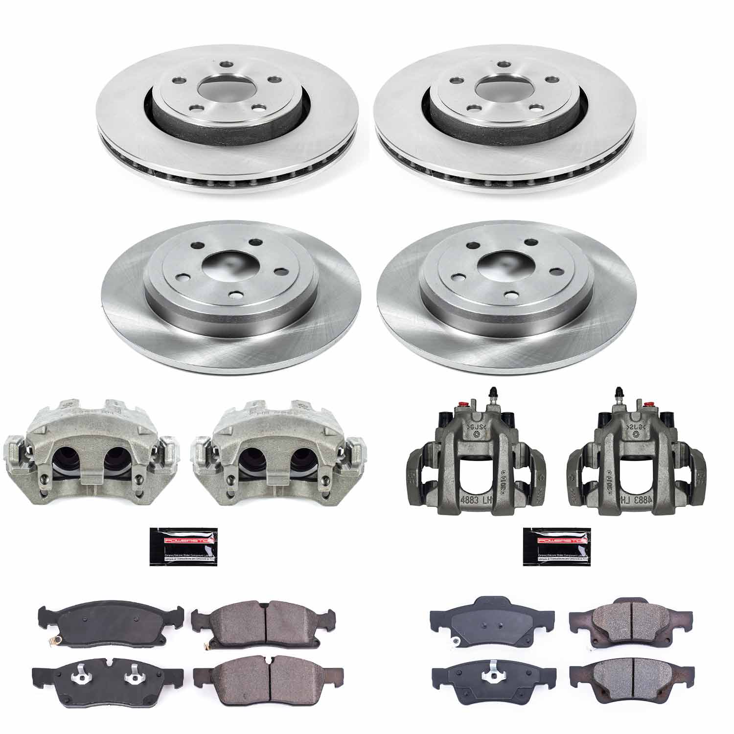 Power Stop KCOE7413 Autospecialty 1-Click OE Replacement Front And Rear Brake Kit With Calipers for 2017 Jeep Grand Cherokee Laredo, Limited, Overland, Summit, Trailhawk product image